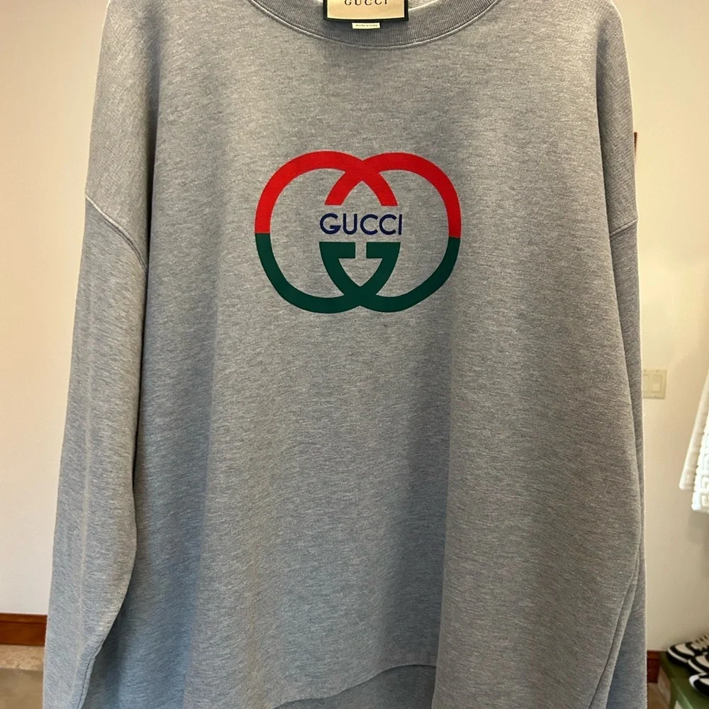 Men's Gucci jersey, cotton GG felted sweatshirt, size XL made in Italy